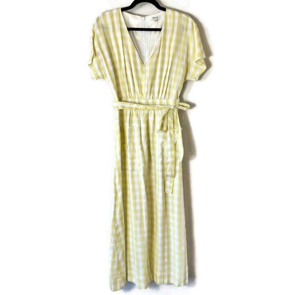 Madewell Yellow Gingham Wrap Maxi Dress